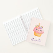 Niedlich Pink Cupcake Unicorn mit Rose Notizblock (Innenseite)