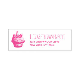 Niedlich Pink Cupcake Unicorn mit Rose Permastempel