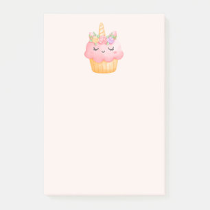 Niedlich Pink Cupcake Unicorn mit Rose Post-it Klebezettel