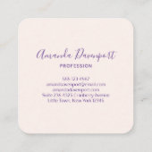 Niedlich Pink Cupcake Unicorn mit Rose Quadratische Visitenkarte (Rückseite)