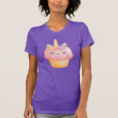 Niedlich Pink Cupcake Unicorn mit Rose T-Shirt (Vorderseite)