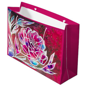 Niedlich Pink Dahlia Giro Hübsch Floral Wasserfarb Große Geschenktüte