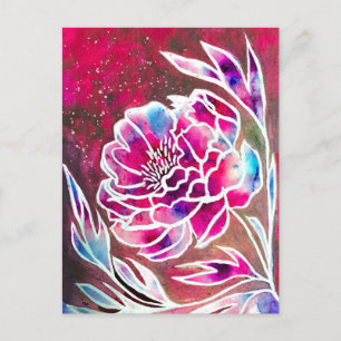 Niedlich Pink Dahlia Giro Hübsch Floral Wasserfarb Postkarte