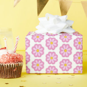 Niedlich Pink Daisy Blume Geschenkpapier