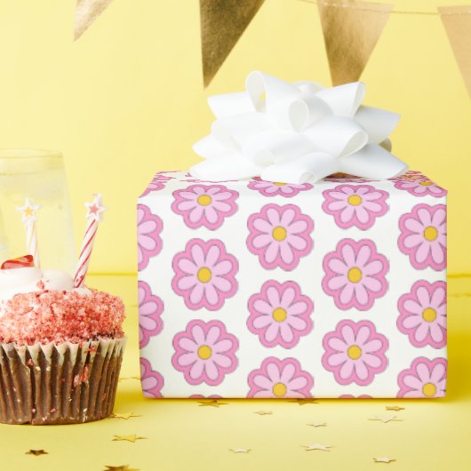Niedlich Pink Daisy Blume Geschenkpapier (Geburtstagsparty)