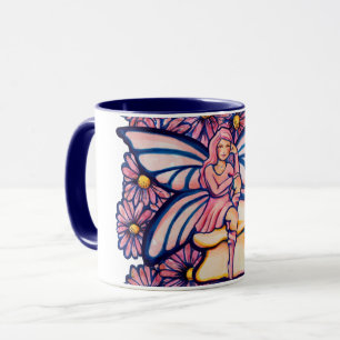 Niedlich Pink Daisy Fairy Mushroom Art Fairies Tasse