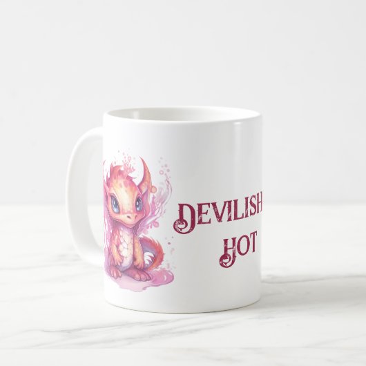 Niedlich Pink Devil Dragon Kaffeetasse (Vorderseite Links)