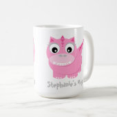 Niedlich Pink Dino Kawaii Cartoon Kaffeetasse (VorderseiteRechts)