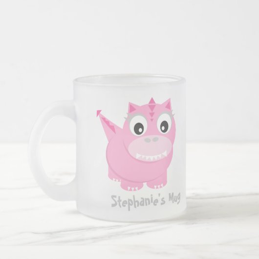 Niedlich Pink Dino Kawaii Cartoon Mattglastasse (Links)