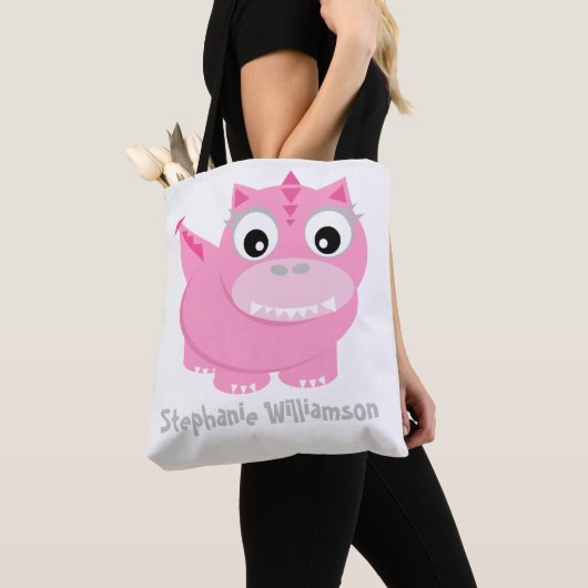 Niedlich Pink Dino Kawaii Cartoon Tasche (Von Nahem)