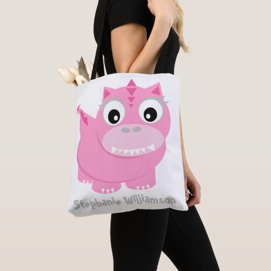 Niedlich Pink Dino Kawaii Cartoon Tasche (Von Nahem)