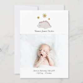 Niedlich Pink Dinosaur Girl Baby Foto Birth Ankündigung