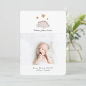 Niedlich Pink Dinosaur Girl Baby Foto Birth Ankündigung (Stehend Vorderseite)