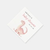 Niedlich Pink Dinosaur Girl Babydusche Serviette (Ecke)