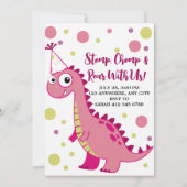 Niedlich Pink Dinosaur Girl T-Rex Einladung (Vorderseite)
