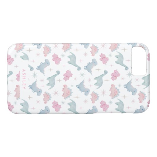 Niedlich Pink Dinosaur Pattern Girls Case-Mate iPhone Hülle (Rückseite (Horizontal))