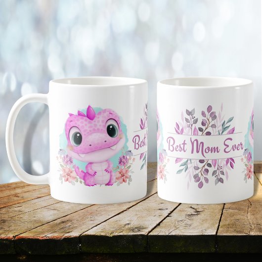 Niedlich Pink Dinosaurier Floral Beste Mama je Kaffeetasse