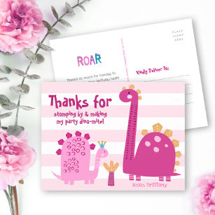 Niedlich Pink Dinosaurier Kawaii Girl Geburtstag V Postkarte