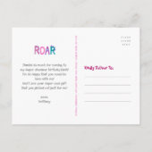 Niedlich Pink Dinosaurier Kawaii Girl Geburtstag V Postkarte (Rückseite)