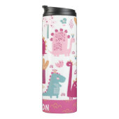 Niedlich Pink Dinosaurier Personalisiert Thermosbecher (Nach rechts gedreht)