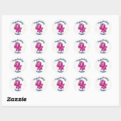 Niedlich Pink Dinosaurier Punkt Geburtstagsticker Runder Aufkleber (Blatt)