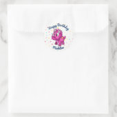 Niedlich Pink Dinosaurier Punkt Geburtstagsticker Runder Aufkleber (Tasche)