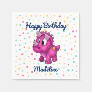 Niedlich Pink Dinosaurier Punkt Party Napkins Serviette