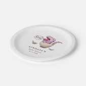 Niedlich Pink Dinosaurier ROAR Babydusche Pappteller (Schrägansicht)