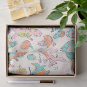 Niedlich Pink Dinosaurier Whimsical Pattern Seidenpapier (Geschenk)