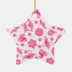 Niedlich Pink Ditsy Weihnachten Weihnachten Keramik Ornament