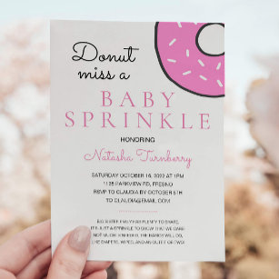 Niedlich Pink Donut Baby Sprinkle Girl Babydusche Einladung