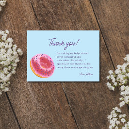 Niedlich Pink Donut Babydusche Dankeskarte