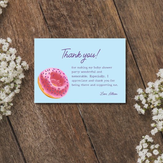 Niedlich Pink Donut Babydusche Dankeskarte