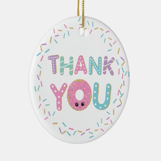 Niedlich Pink Donut Doughnut Sprinkles Danke Keramik Ornament (Rechts)