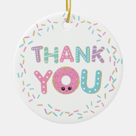 Niedlich Pink Donut Doughnut Sprinkles Danke Keramik Ornament