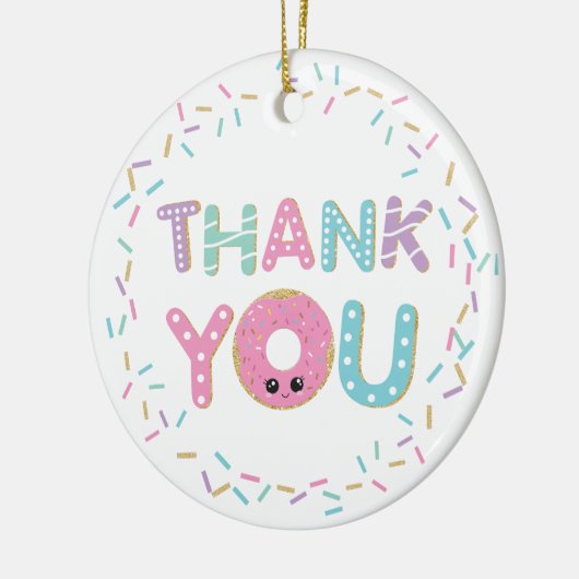 Niedlich Pink Donut Doughnut Sprinkles Danke Keramik Ornament (Links)
