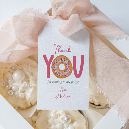 Niedlich Pink Donut Geburtstagsparty Gefallen Geschenkanhänger