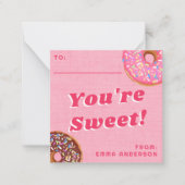 Niedlich Pink Donut Valentine's Klassenzimmer Foto Mitteilungskarte (Vorderseite)