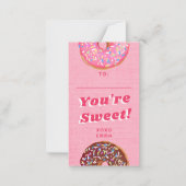 Niedlich Pink Donut Valentine's Klassenzimmer Foto Mitteilungskarte (Vorderseite)