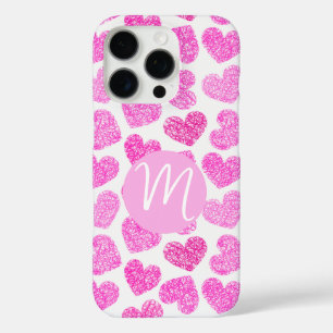 Niedlich Pink Doodled Heart Valentine's Day Monogr iPhone 16 Pro Hülle