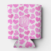 Niedlich Pink Doodled Heart Valentine's Day Monogr Dosenkühler (Rückseite)