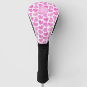 Niedlich Pink Doodled Heart Valentine's Day Monogr Golf Headcover (Vorderseite)
