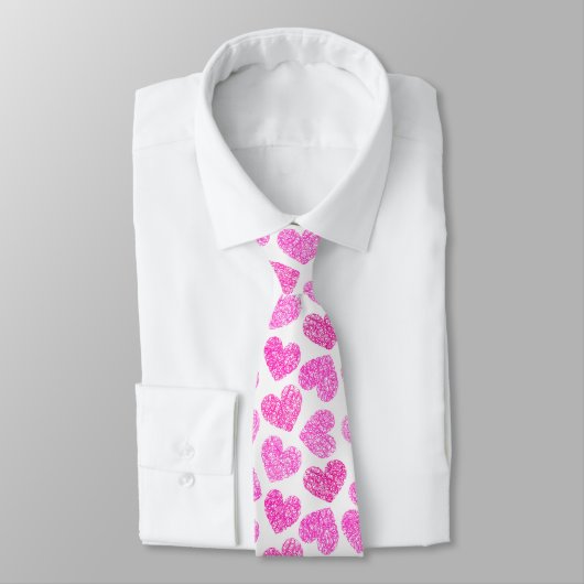 Niedlich Pink Doodled Heart Valentine's Day Monogr Krawatte (Gebunden)