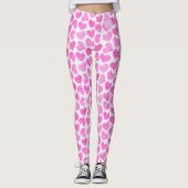 Niedlich Pink Doodled Heart Valentine's Day Monogr Leggings (Vorderseite)