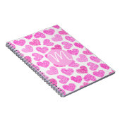 Niedlich Pink Doodled Heart Valentine's Day Monogr Notizblock (Rechte Seite)