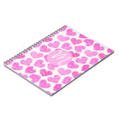 Niedlich Pink Doodled Heart Valentine's Day Monogr Notizblock (Linke Seite)