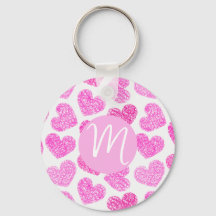 Niedlich Pink Doodled Heart Valentine's Day Monogr