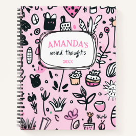 Niedlich Pink Doodles Girly Everyday Planner Notizblock