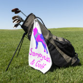 Niedlich Pink-Dose-Monogramm der Silhouette Golfhandtuch (Gras)