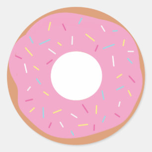 Niedlich-Pink-Doughnut mit Sprinklen Runder Aufkleber